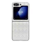 For Samsung Galaxy Z Flip5 5G Pearlescent Paint Diamond Shaped Checkered Leather Phone Case(Silver)