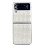 For Samsung Galaxy Z Flip4 5G Pearlescent Paint Diamond Shaped Checkered Leather Phone Case(Silver)