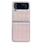 For Samsung Galaxy Z Flip4 5G Pearlescent Paint Diamond Shaped Checkered Leather Phone Case(Pink)