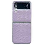 For Samsung Galaxy Z Flip4 5G Pearlescent Paint Diamond Shaped Checkered Leather Phone Case(Purple)