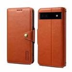 For Google Pixel 6a Denior Cowhide Texture Wallet Style Leather Phone Case(Brown)