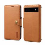 For Google Pixel 6a Denior Cowhide Texture Wallet Style Leather Phone Case(Khaki)