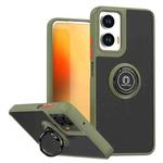 For Motorola Moto G35 Q Shadow 1 Series TPU + PC Phone Case with Ring(Army Green)