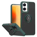 For Motorola Moto G35 Q Shadow 1 Series TPU + PC Phone Case with Ring(Dark Green)