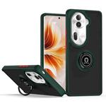 For OPPO Reno11 Pro Global Q Shadow 1 Series TPU + PC Phone Case with Ring(Dark Green)