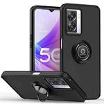 For OPPO A57 5G 2022 Q Shadow 1 Series TPU + PC Phone Case with Ring(Black+Black)