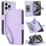 For iPhone 15 Pro Max Multi-Card Wallet RFID Leather Phone Case(Light Purple)