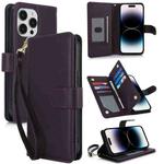 For iPhone 14 Pro Multi-Card Wallet RFID Leather Phone Case(Dark Purple)