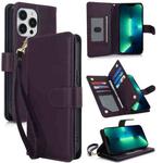For iPhone 13 Pro Max Multi-Card Wallet RFID Leather Phone Case(Dark Purple)