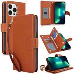For iPhone 13 Pro Max Multi-Card Wallet RFID Leather Phone Case(Brown)