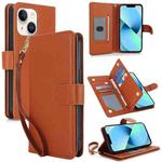 For iPhone 13 Multi-Card Wallet RFID Leather Phone Case(Brown)