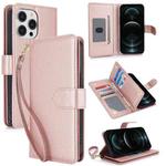 For iPhone 12 Pro Max Multi-Card Wallet RFID Leather Phone Case(Rose Gold)