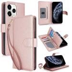 For iPhone 11 Pro Max Multi-Card Wallet RFID Leather Phone Case(Rose Gold)