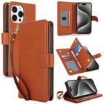 For iPhone 16 Pro Max Multi-Card Wallet RFID Leather Phone Case(Brown)