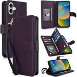 For iPhone 16 Multi-Card Wallet RFID Leather Phone Case(Dark Purple)