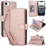 For iPhone 16e Multi-Card Wallet RFID Leather Phone Case(Rose Gold)