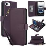 For iPhone 16e Multi-Card Wallet RFID Leather Phone Case(Dark Purple)