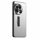 For OnePlus Ace 2 Frosted Metal Hybrid TPU Holder Phone Case(Silver)