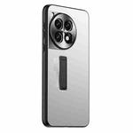 For OnePlus Ace 3 Frosted Metal Hybrid TPU Holder Phone Case(Silver)
