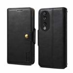 For Honor 90 Denior Cowhide Texture Wallet Style Leather Phone Case(Black)