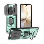 For Realme 14 Pro 5G Global Sliding Camshield TPU + PC Shockproof Phone Case with Holder(Green)