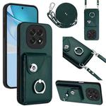 For OPPO A5 4G / F29 5G Organ Card Bag Ring Holder Phone Case with Long Lanyard(Green)