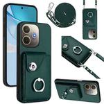 For OPPO A5 Energy / A5 Pro Global Organ Card Bag Ring Holder Phone Case with Long Lanyard(Green)