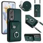 For Honor 90 Organ Card Bag Ring Holder Phone Case with Long Lanyard(Green)