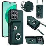 For Honor X8b 4G Organ Card Bag Ring Holder Phone Case with Long Lanyard(Green)