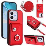 For Honor 400 Lite Global / X70i Organ Card Bag Ring Holder Phone Case with Long Lanyard(Red)