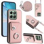 For Honor X6b 4G Organ Card Bag Ring Holder Phone Case with Long Lanyard(Pink)