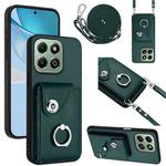 For Honor X6b 4G Organ Card Bag Ring Holder Phone Case with Long Lanyard(Green)