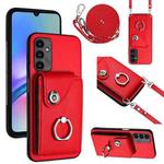 For Samsung Galaxy A05s 4G Organ Card Bag Ring Holder Phone Case with Long Lanyard(Red)