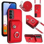 For Samsung Galaxy A24 4G Organ Card Bag Ring Holder Phone Case with Long Lanyard(Red)