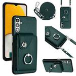 For Samsung Galaxy A13 5G / A04s Organ Card Bag Ring Holder Phone Case with Long Lanyard(Green)