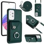 For Samsung Galaxy A33 5G Organ Card Bag Ring Holder Phone Case with Long Lanyard(Green)