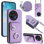 For OnePlus Ace 5 / 5 Pro / 13R Organ Card Bag Ring Holder Phone Case with Long Lanyard(Purple)