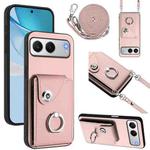 For OnePlus Nord 4 Organ Card Bag Ring Holder Phone Case with Long Lanyard(Pink)