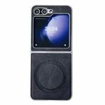 For Samsung Galaxy Z Flip5 Skin Feel Leather Texture MagSafe Pearlescent Paint Shockproof Phone Case(Black)