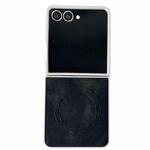 For Samsung Galaxy Z Flip7 5G Skin Feel Leather Texture MagSafe Pearlescent Paint Shockproof Phone Case(Black)