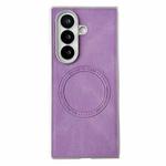 For Samsung Galaxy Z Fold7 5G Skin Feel Leather Texture MagSafe Pearlescent Paint Shockproof Phone Case(Purple)