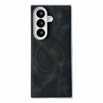 For Samsung Galaxy Z Fold7 5G Skin Feel Leather Texture MagSafe Pearlescent Paint Shockproof Phone Case(Black)