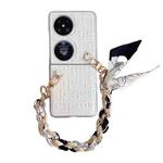For Huawei Pocket 2 Gradient Leather Texture Scarf Bracelet Shockproof Phone Case(White)