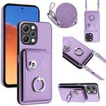 For Xiaomi Redmi 12 4G Global Organ Card Bag Ring Holder Phone Case with Long Lanyard(Purple)