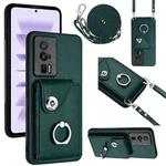 For Xiaomi Redmi K60 / K60 Pro Organ Card Bag Ring Holder Phone Case with Long Lanyard(Green)