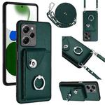 For Xiaomi Redmi Note 12 Pro Speed Organ Card Bag Ring Holder Phone Case with Long Lanyard(Green)