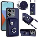 For Xiaomi Redmi Note 13 Pro 5G Global Organ Card Bag Ring Holder Phone Case with Long Lanyard(Blue)