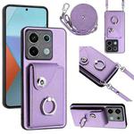 For Xiaomi Redmi Note 13 Pro 5G Global Organ Card Bag Ring Holder Phone Case with Long Lanyard(Purple)