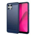 For T-Mobile REVVL 7 5G Carbon Fiber Brushed Texture TPU Phone Case(Blue)