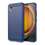 For Samsung Galaxy Xcover 7 Carbon Fiber Brushed Texture TPU Phone Case(Blue)